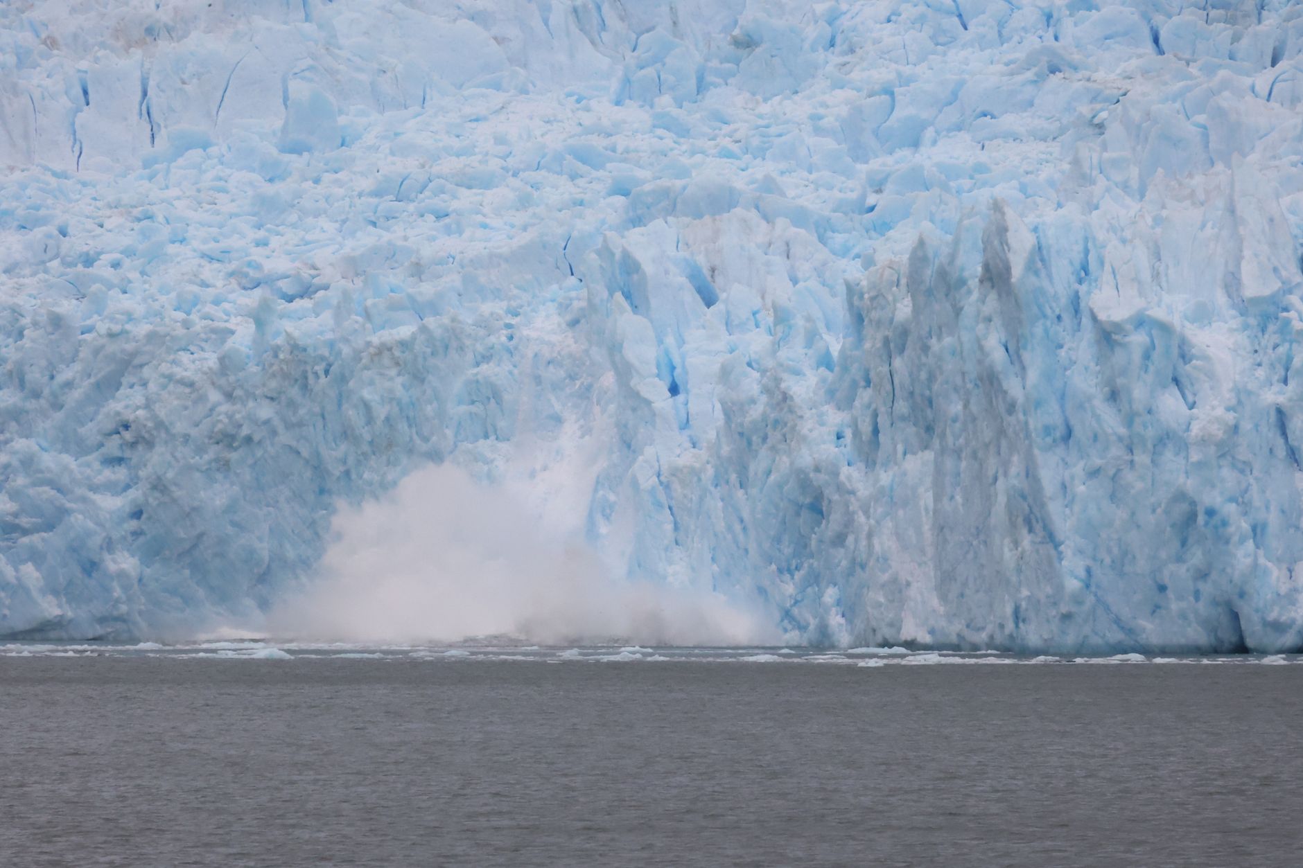 Blue ice glacier face in Chilean Patagonia